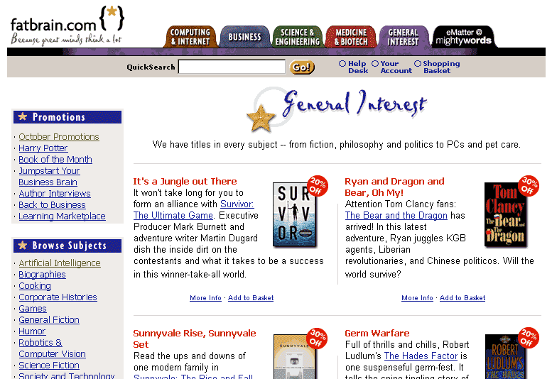 Fatbrain General Interest Homepage